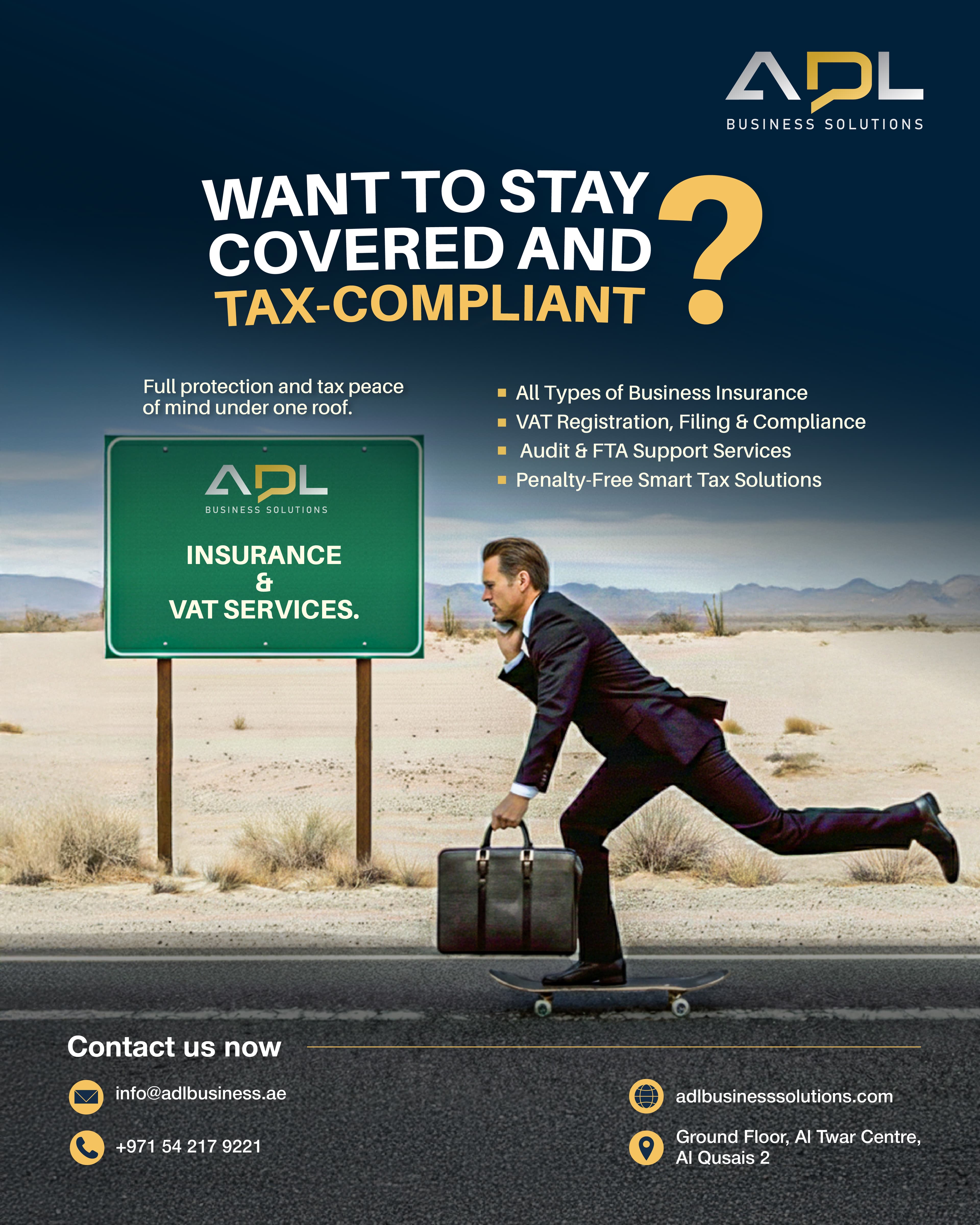 Need smooth VAT filing and reliable business insurance in the UAE